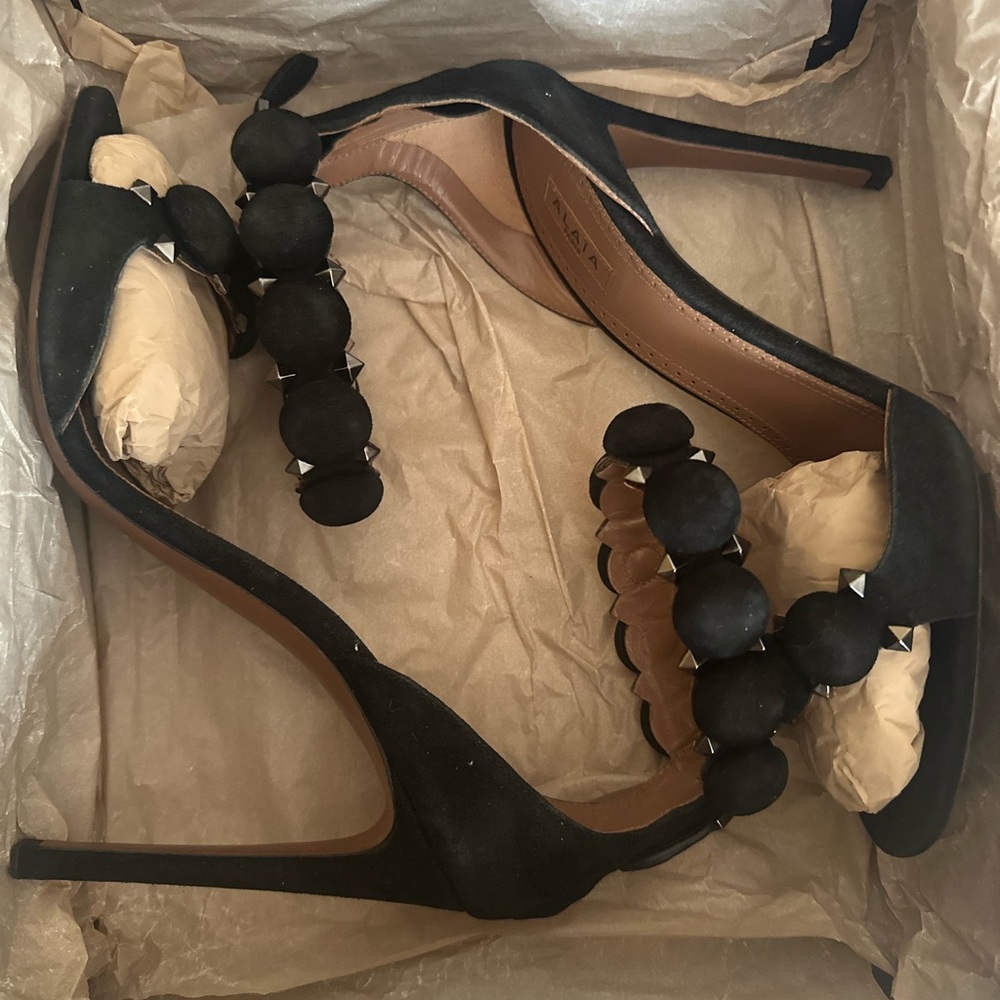 Alaia Black Heels with Studded Accents